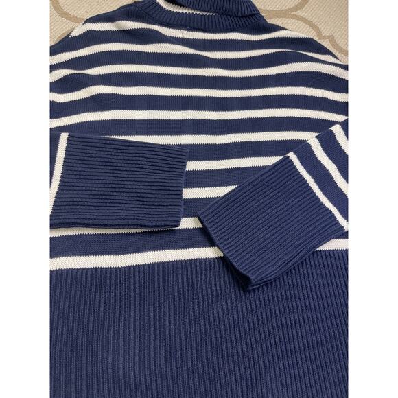 Gap relaxed fit navy white striped turtleneck sweater, size large - Picture 13 of 15